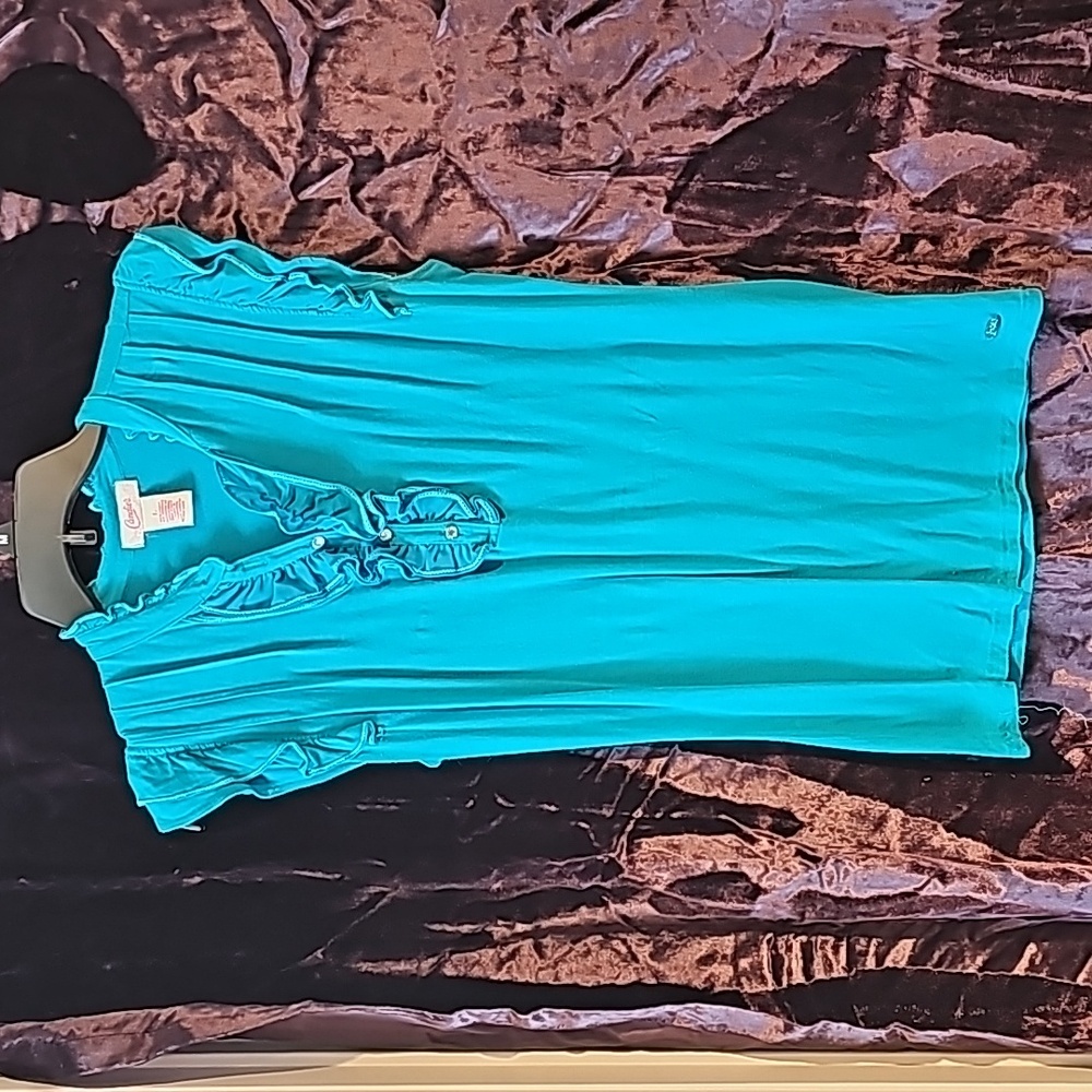 Candies Womens Top Color TQ Blue Size Lrg EUC